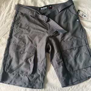Ecko Unlimited Charcoal Gray Belted Cargo Shorts for Men